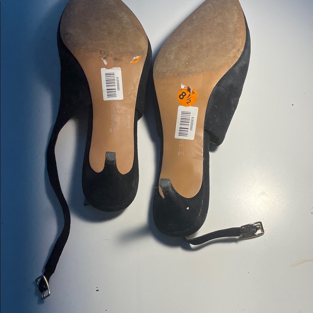 Banana Republic Black Slingback Suede Pointed Toe Women's Shoes - Picture 6 of 7